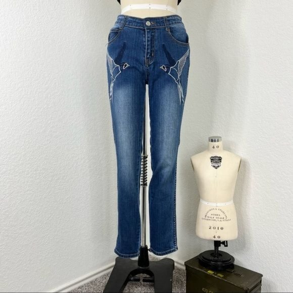 stella mccartney Swallow Embroidered Skinny Jeans Blue - Picture 3 of 15